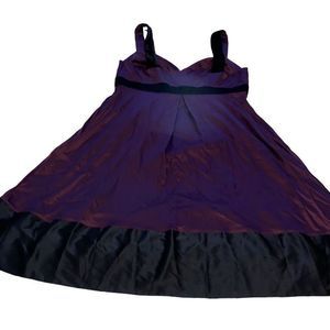 Banana Republic Midi Dress Black Velvet Purple Satin Size 14